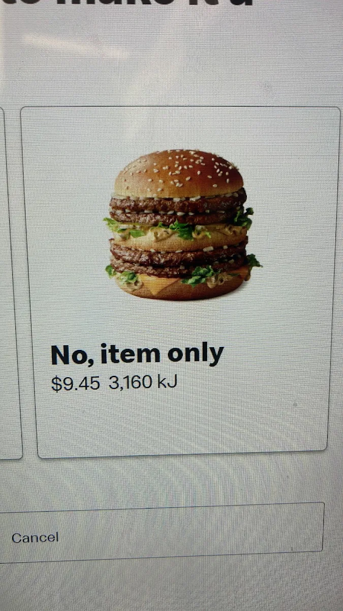 Menu, McDonald's Kingsford