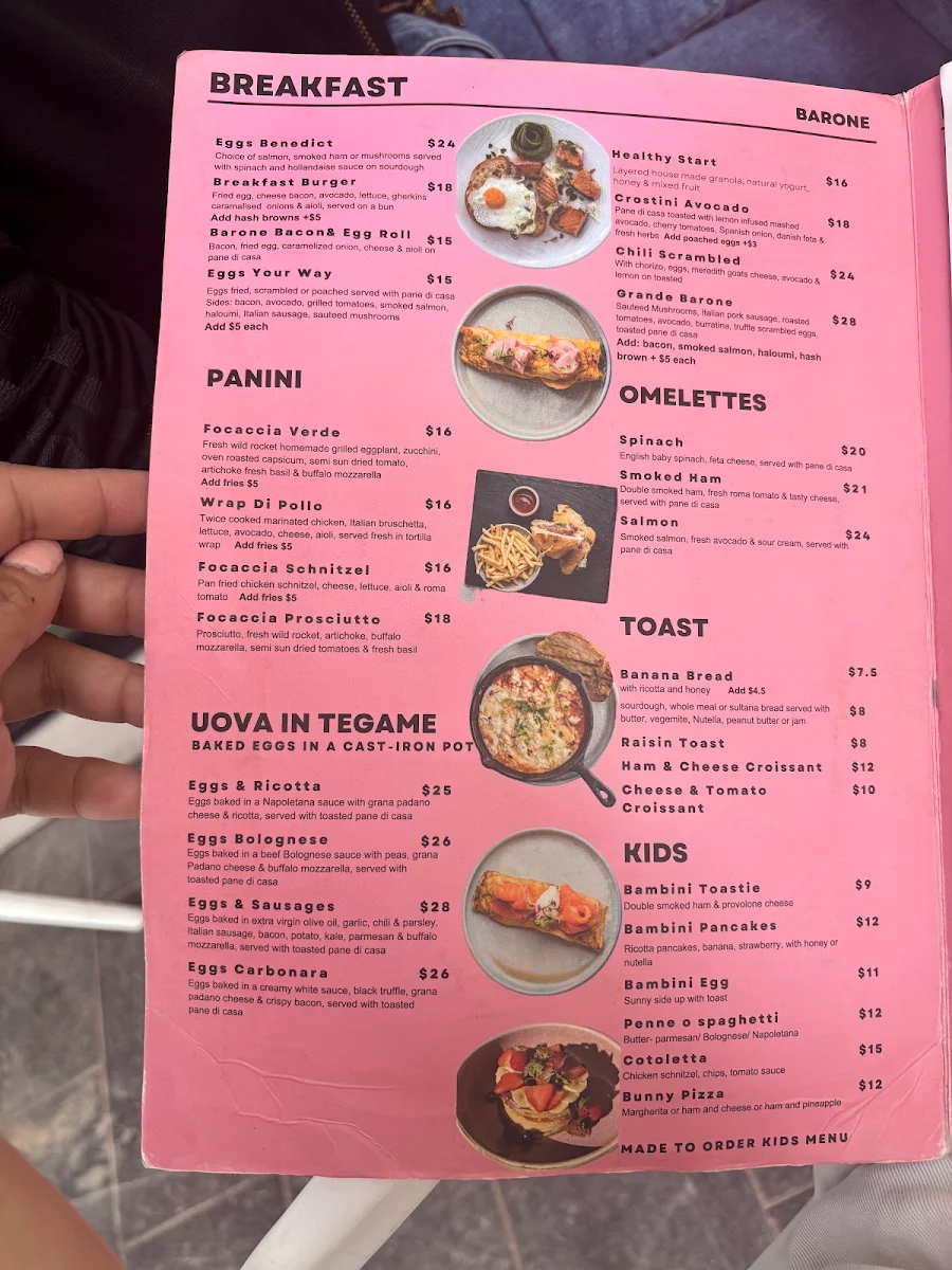 Menu, Barone