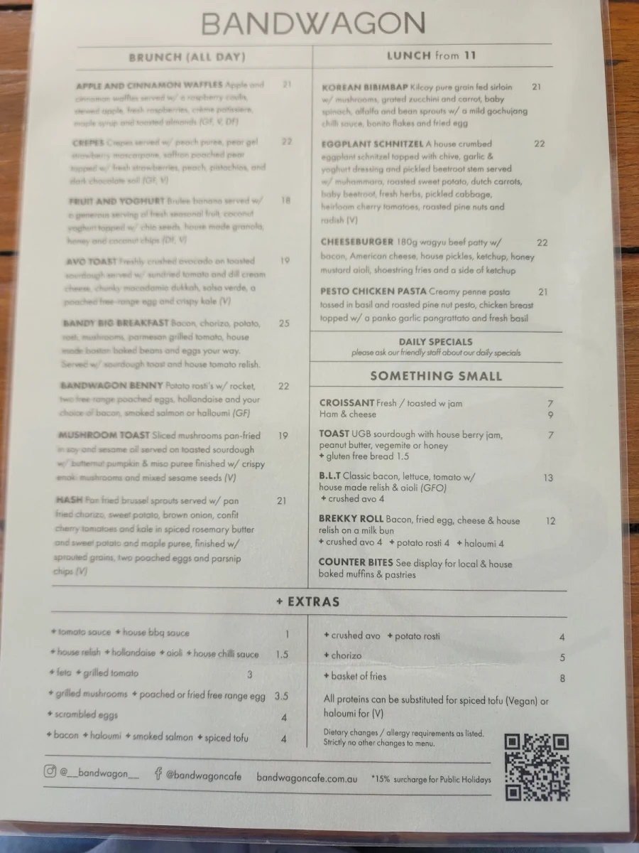 Menu, Bandwagon