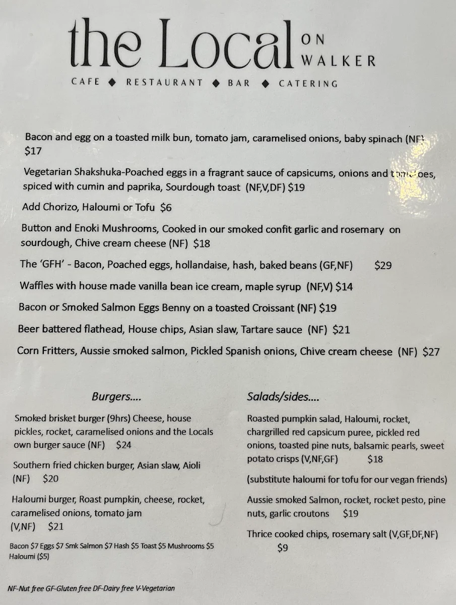 Menu, The Local on Walker