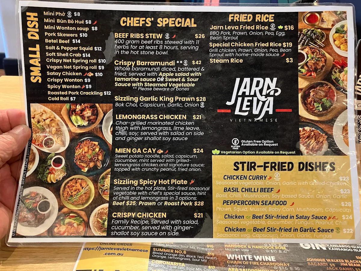Menu, Jarn Leva Mt Barker