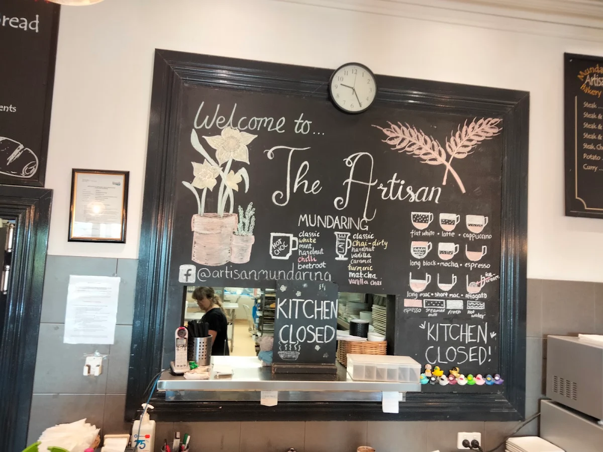 Menu, The Artisan Mundaring Bakery Cafe