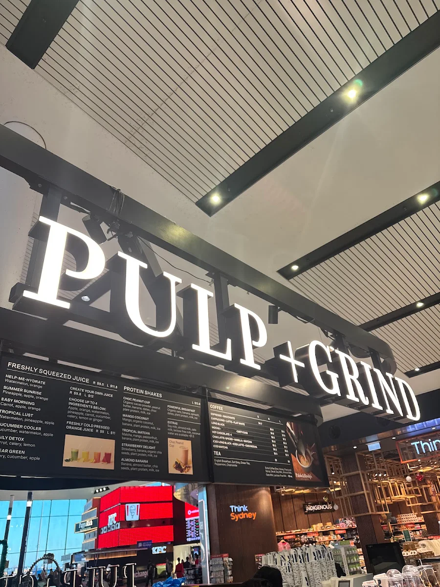 Menu, Pulp & Grind Sydney International Airport