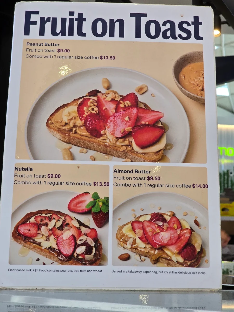Menu, Pulp & Grind Sydney International Airport
