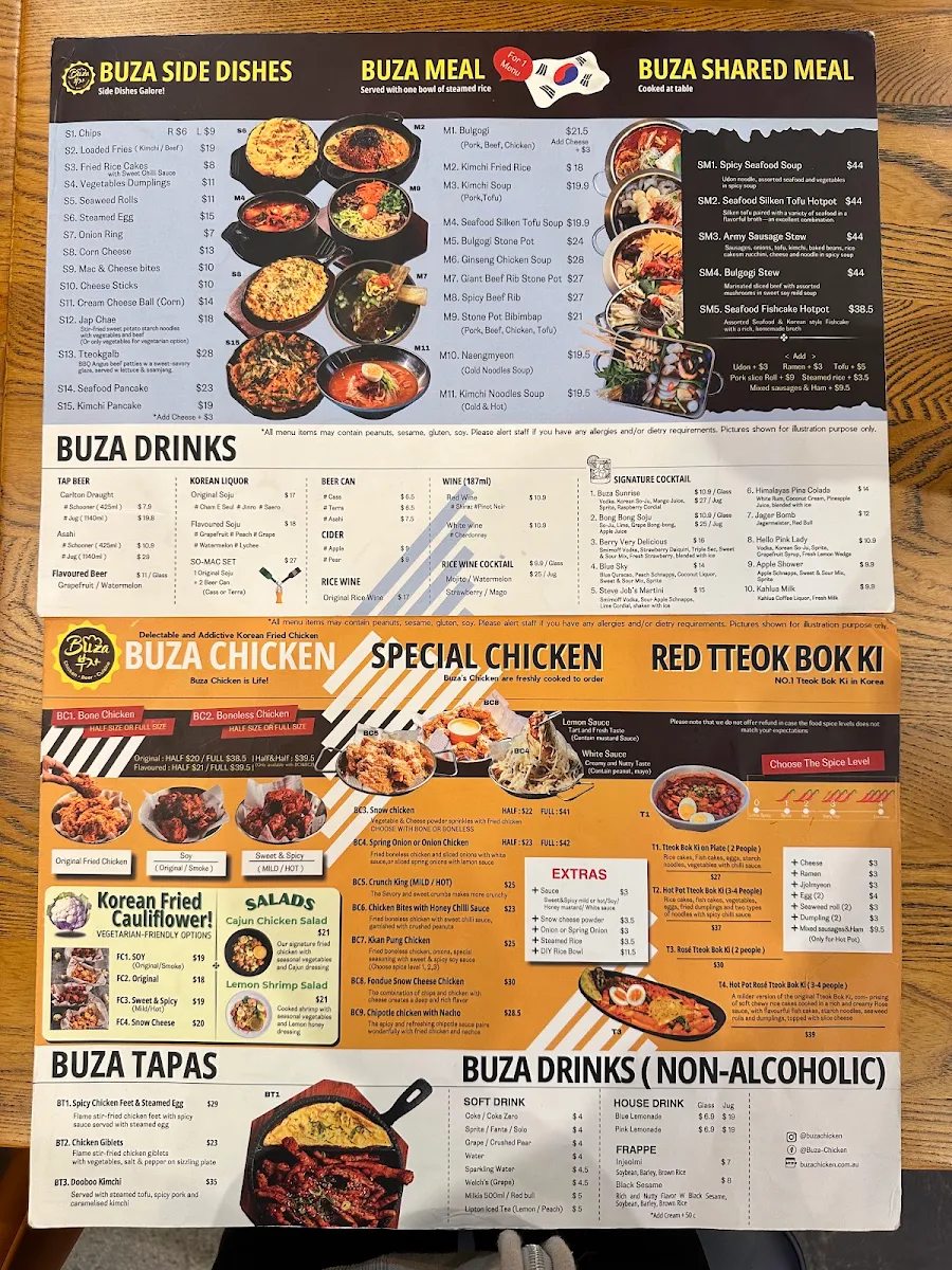 Menu, Buza - Springvale