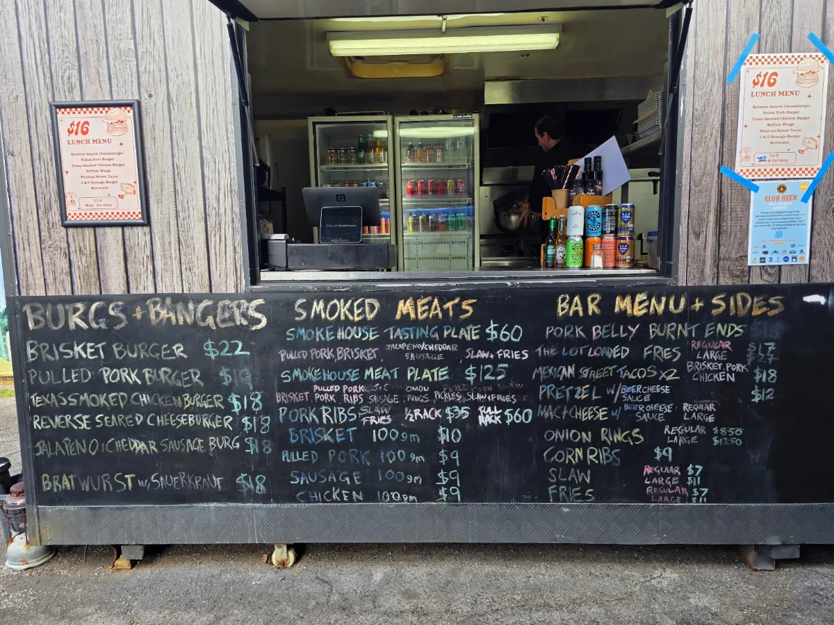 Menu, The Lot - Smokehouse & Beer Garden