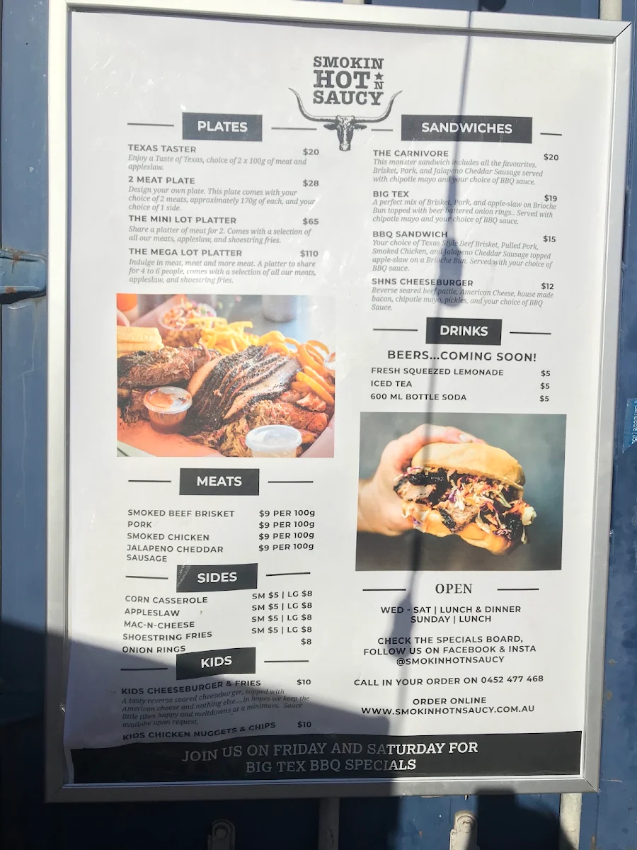 Menu, The Lot - Smokehouse & Beer Garden