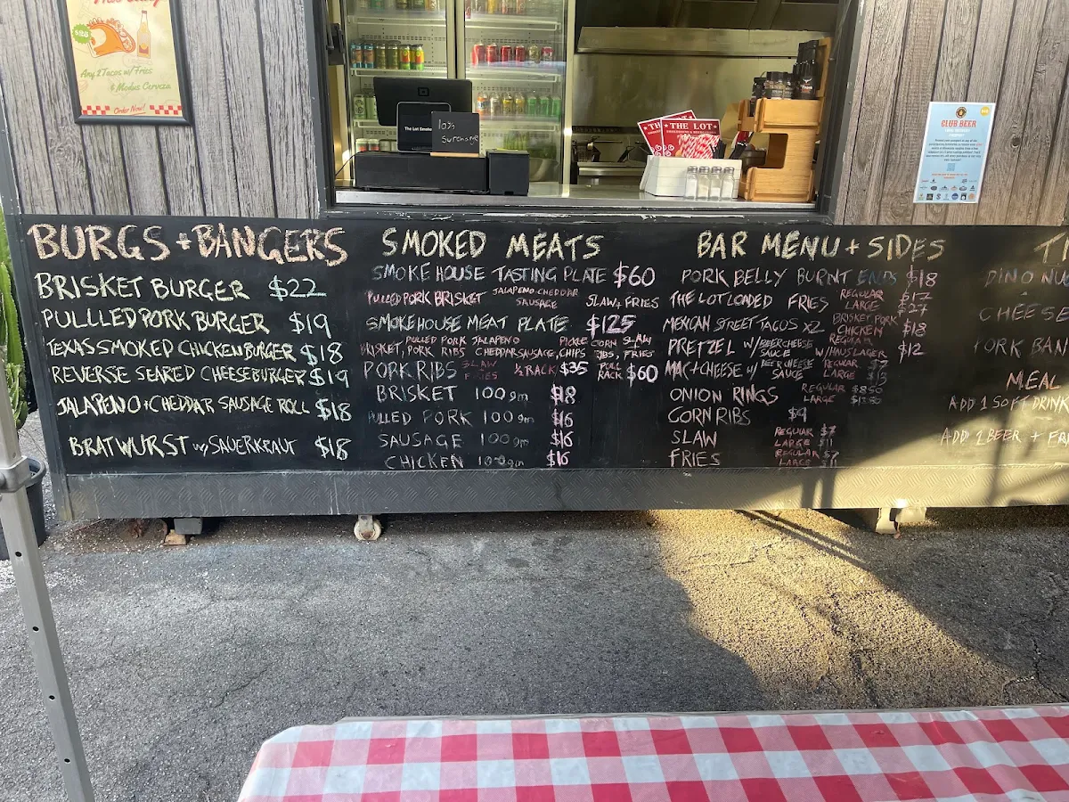 Menu, The Lot - Smokehouse & Beer Garden