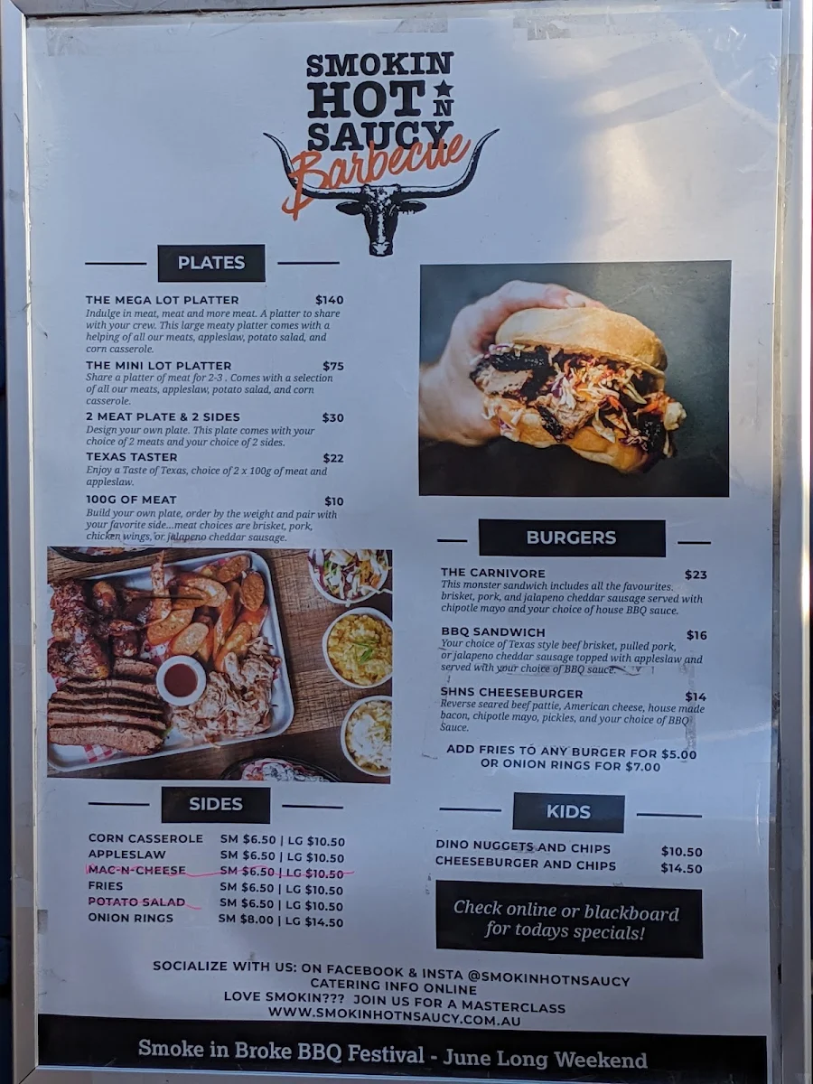 Menu, The Lot - Smokehouse & Beer Garden