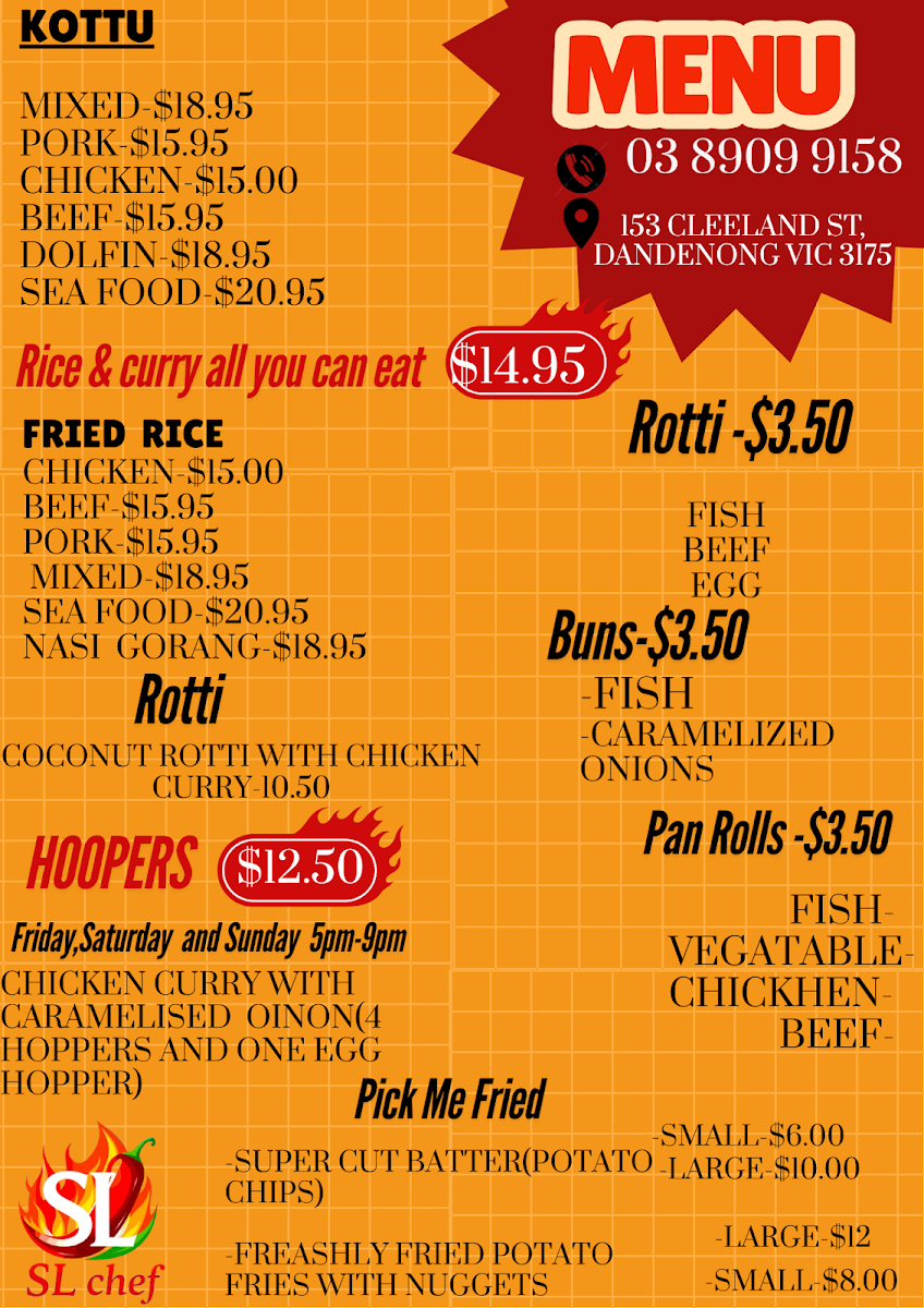 Menu, SL CHEF