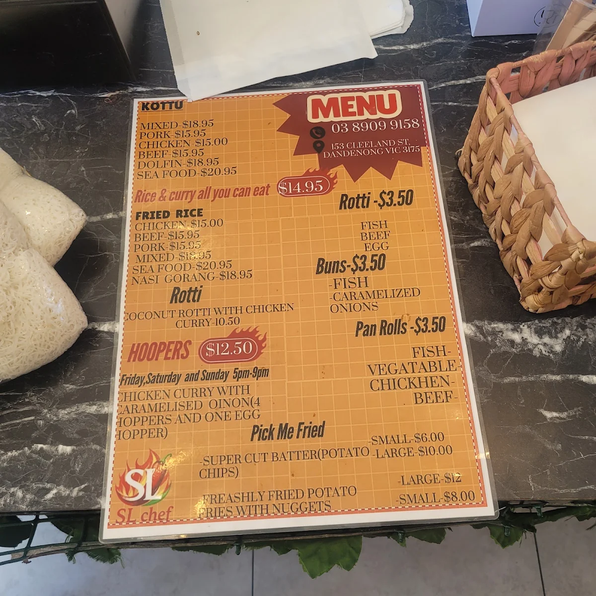 Menu, SL CHEF
