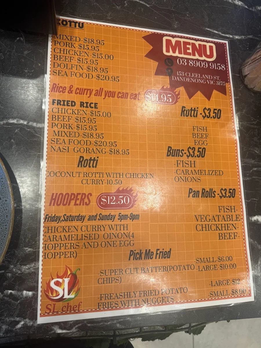 Menu, SL CHEF