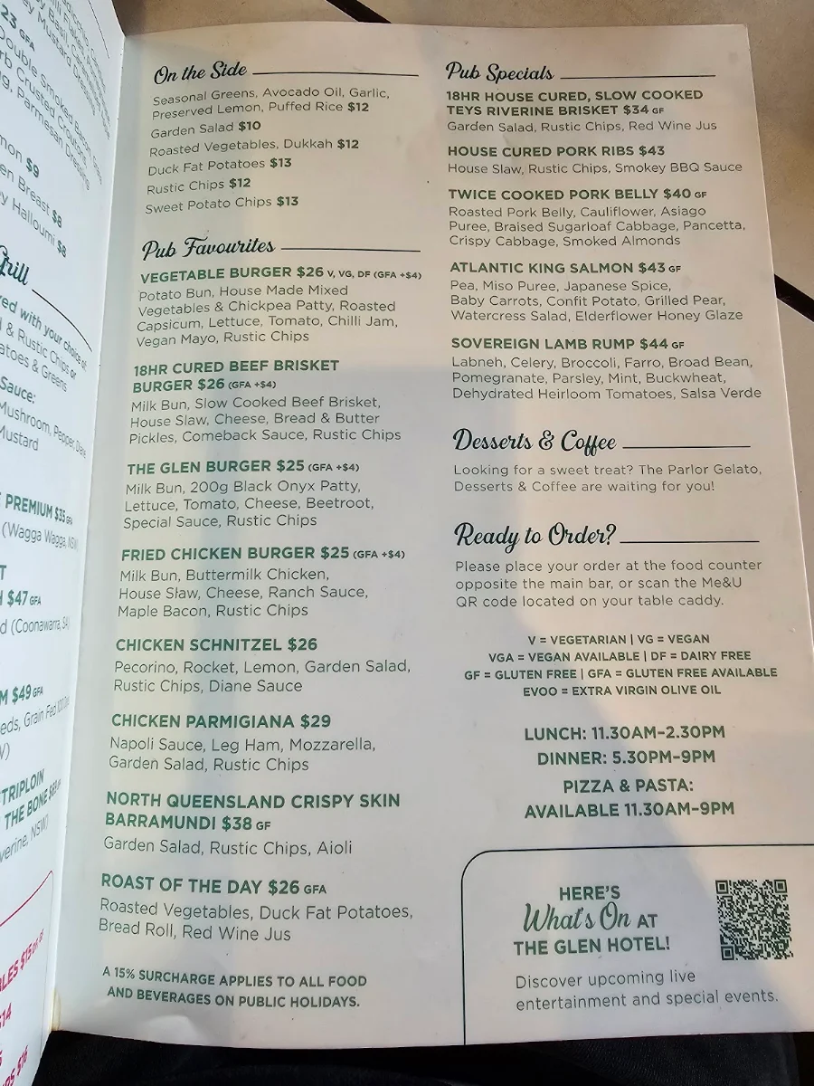 Menu, Alphonsus Pizza