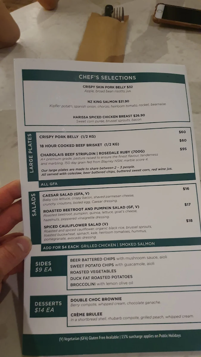 Menu, Alphonsus Pizza