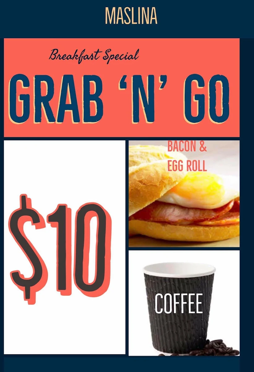 Menu, Maslina Bar and Grill