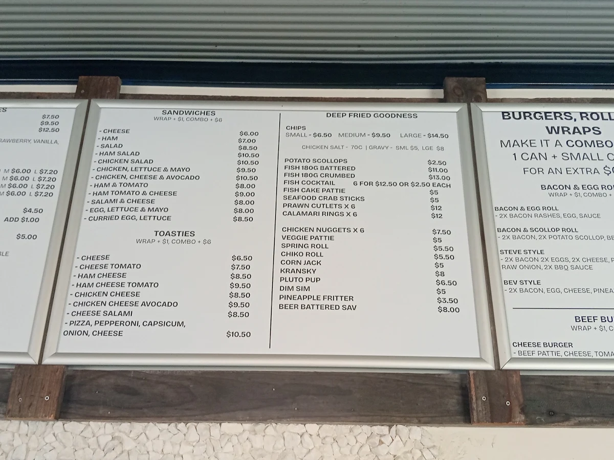 Menu, Crossroads Café and Takeaway