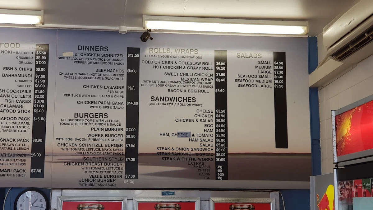 Menu, Lighthouse Beach Takeaway