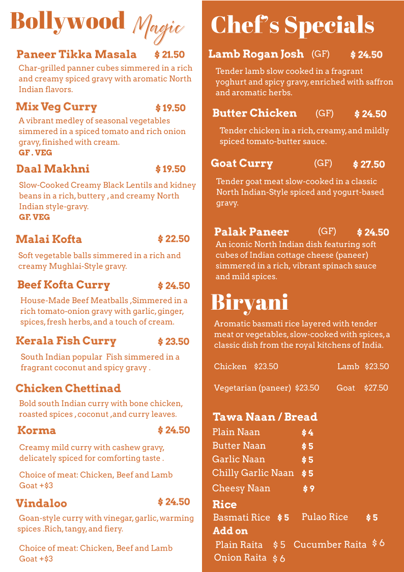 Menu, Anaya Perth Bar and Cafe