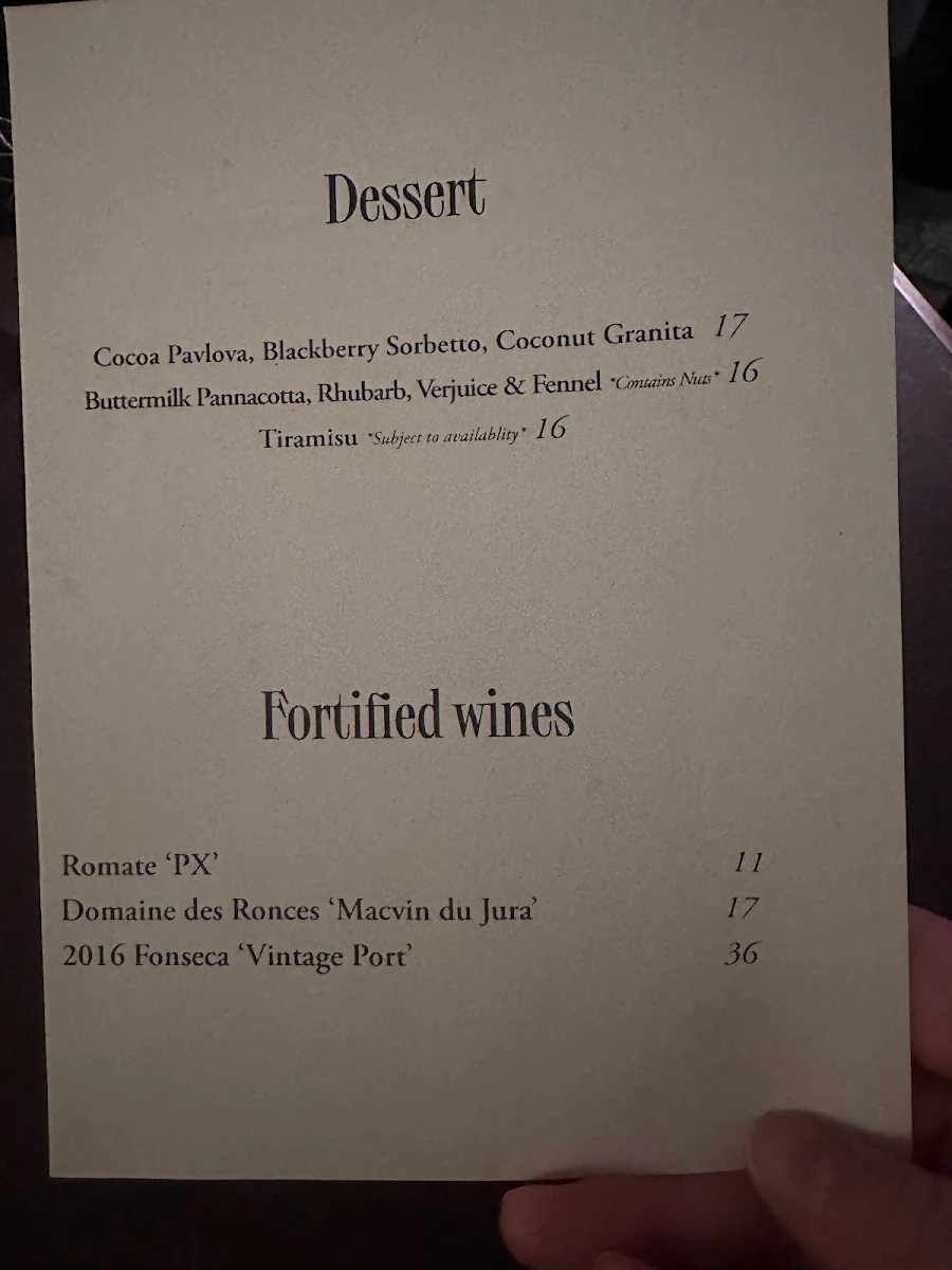 Menu, Fugazzi Bar & Dining Room