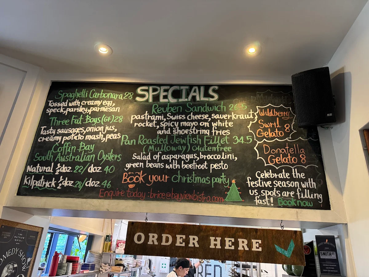 Menu, Bayview Gladesville