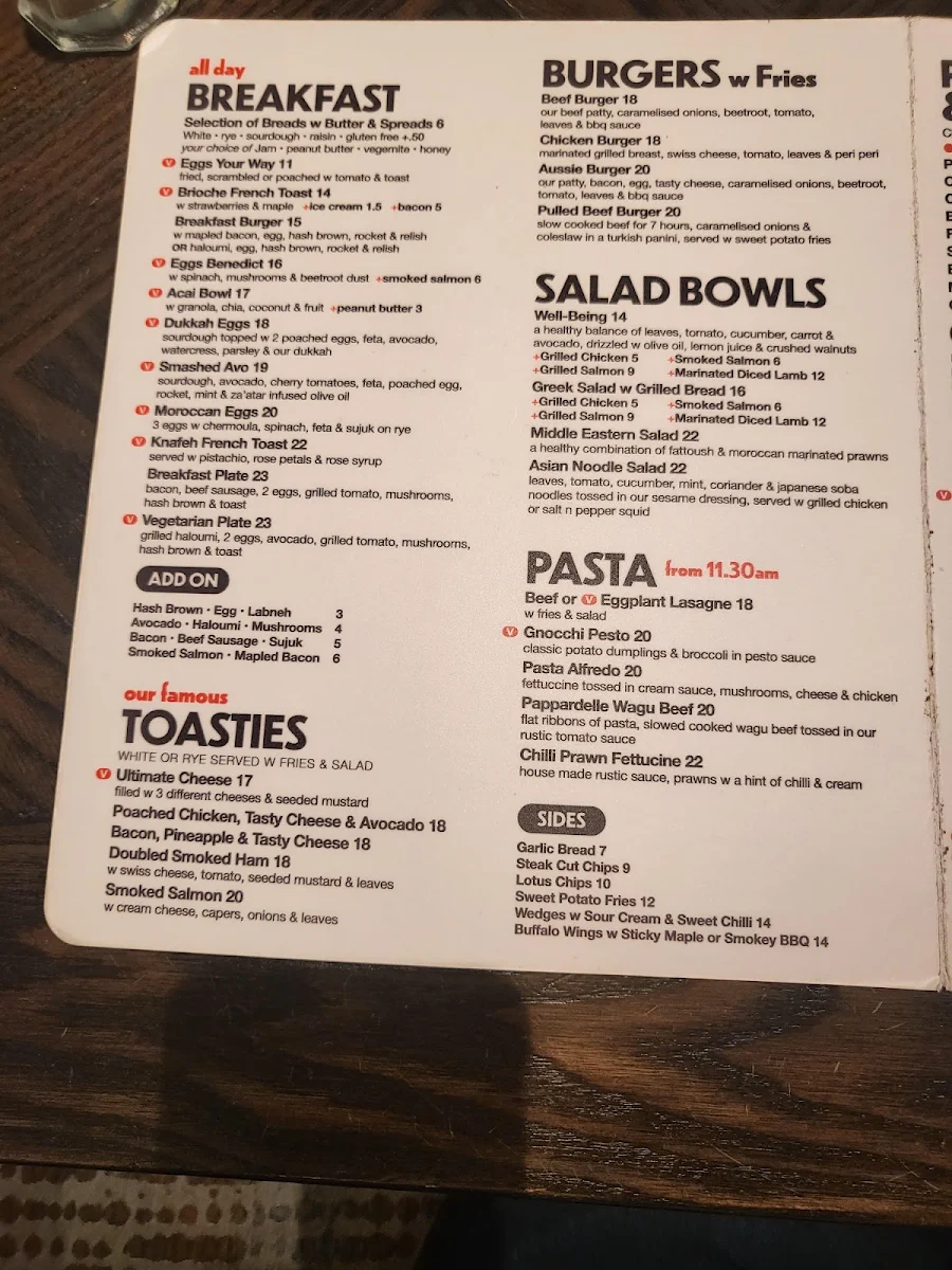Menu, Maple & Co Cafe Bankstown