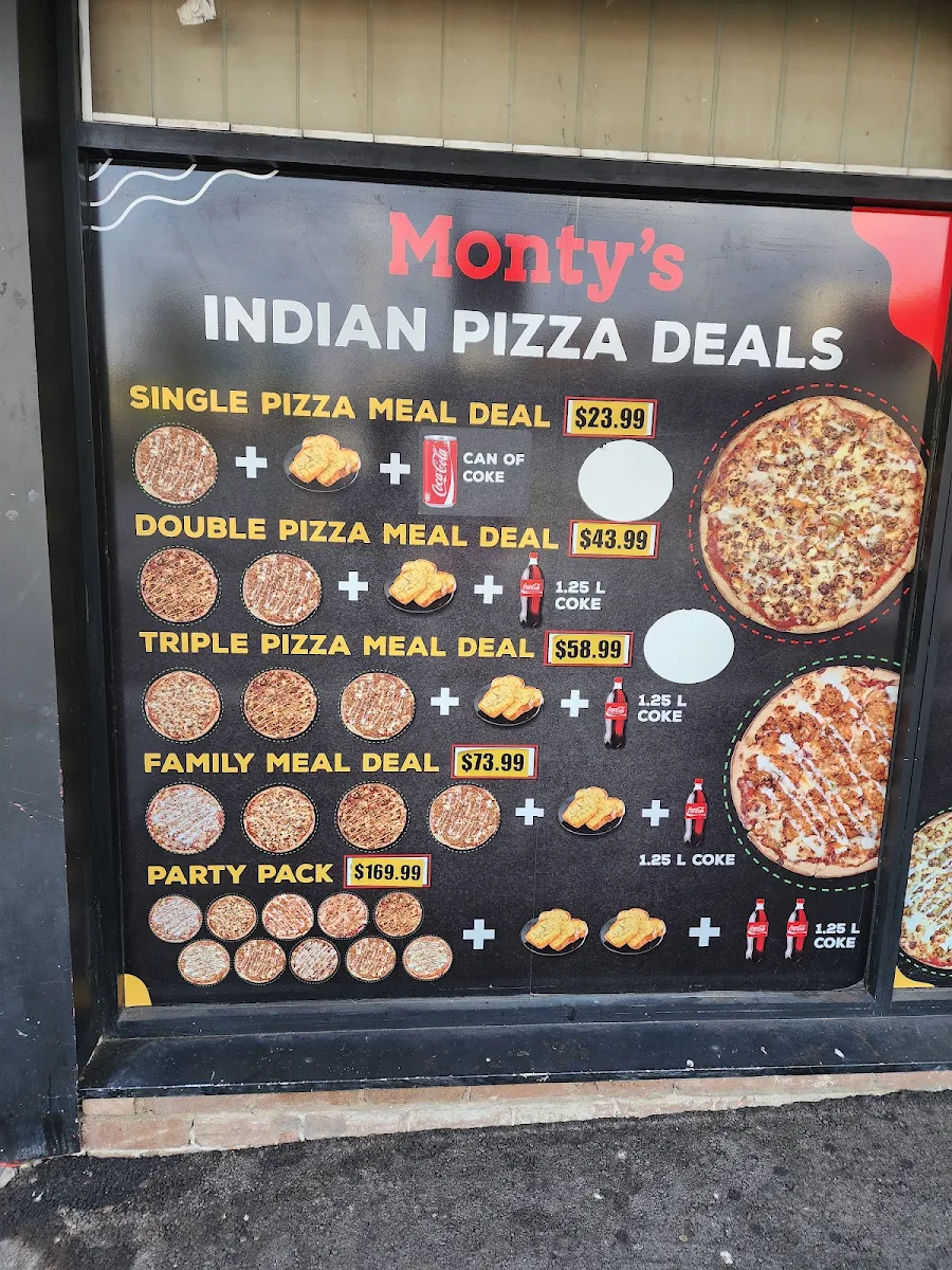 Menu, Monty's Pizza Parramatta