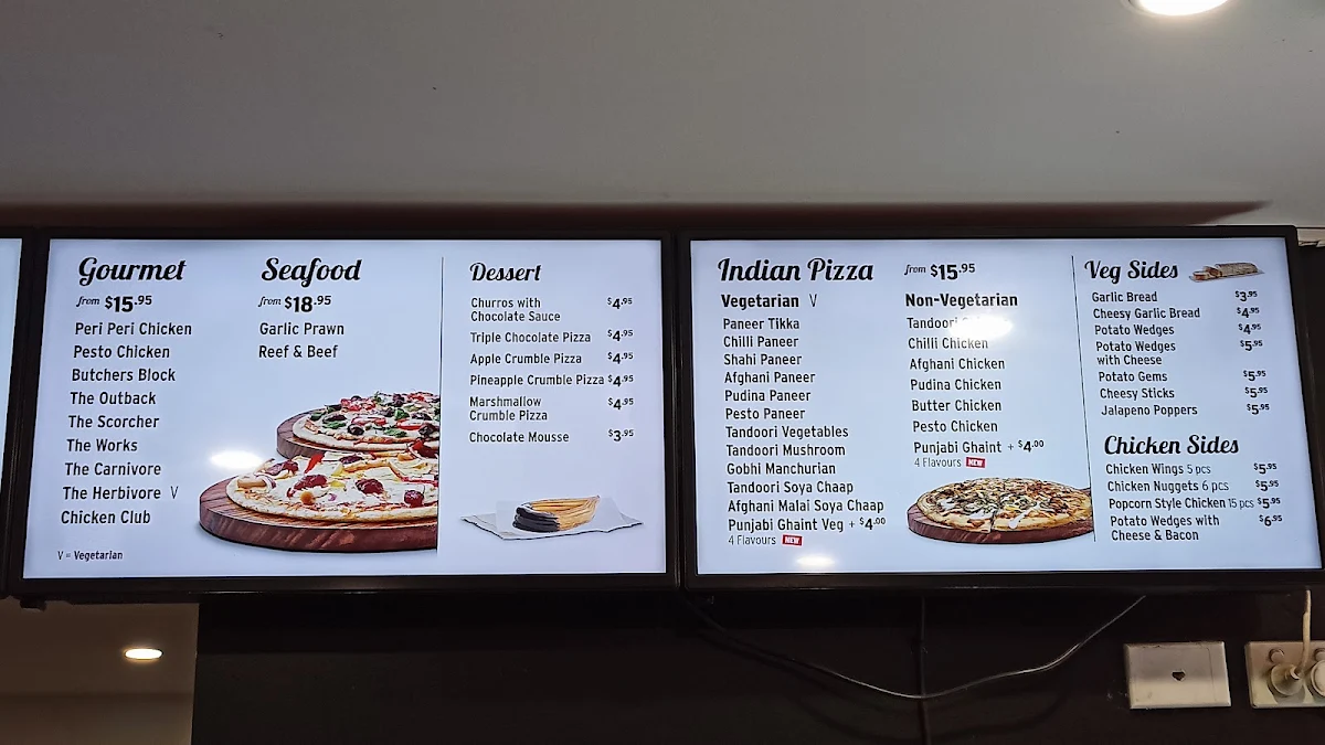 Menu, Monty's Pizza Parramatta