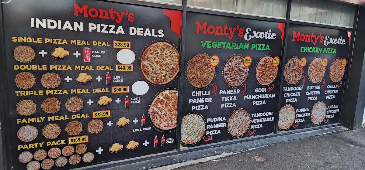 Menu, Monty's Pizza Parramatta