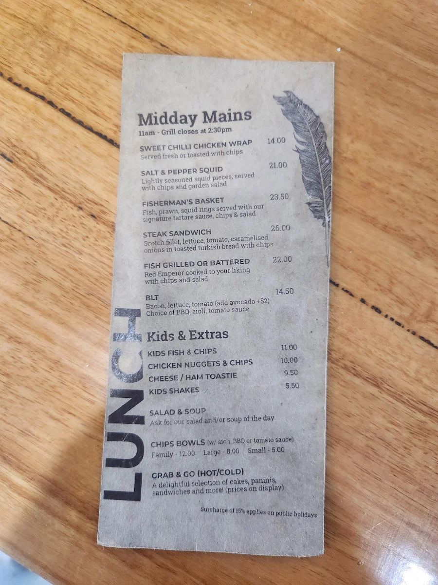 Menu, Black Cockatoo