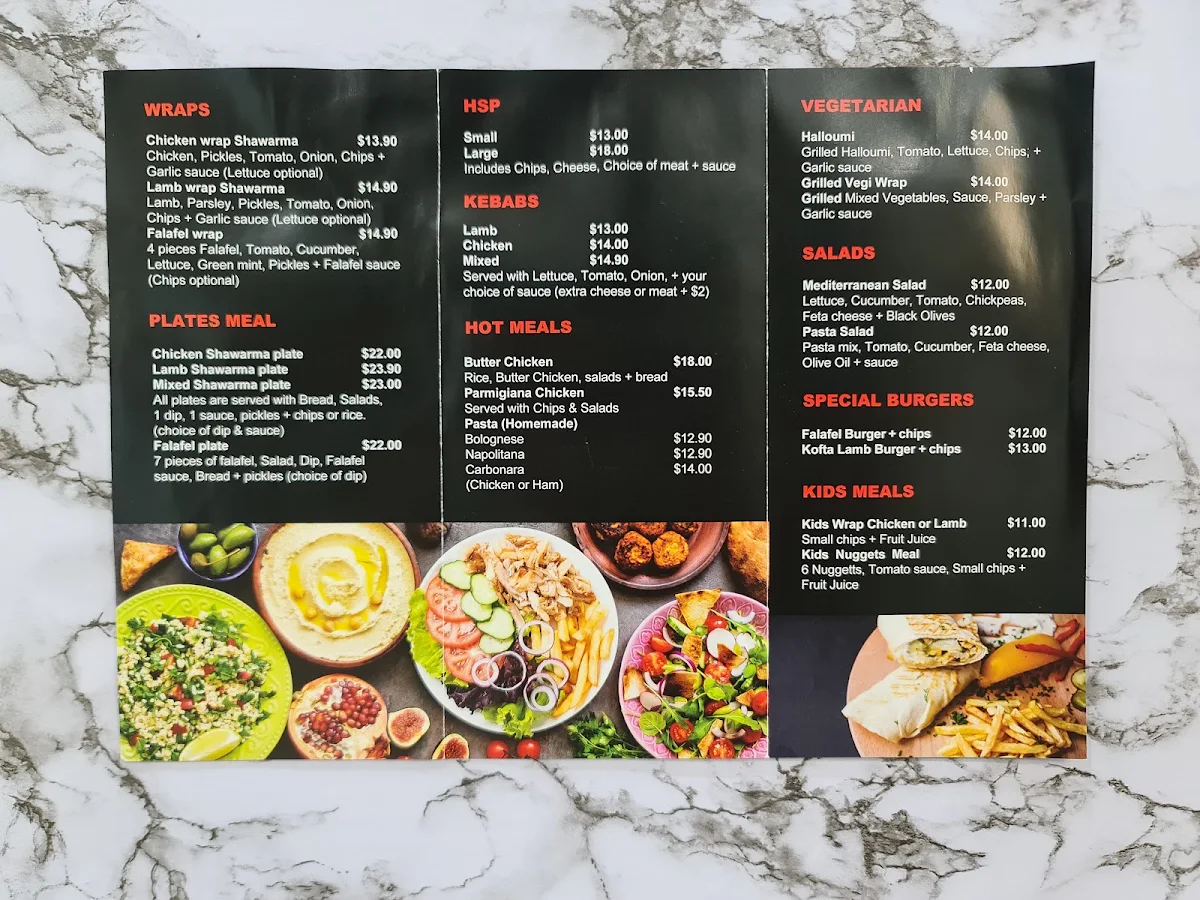 Menu, Seagull Fish & Chips
