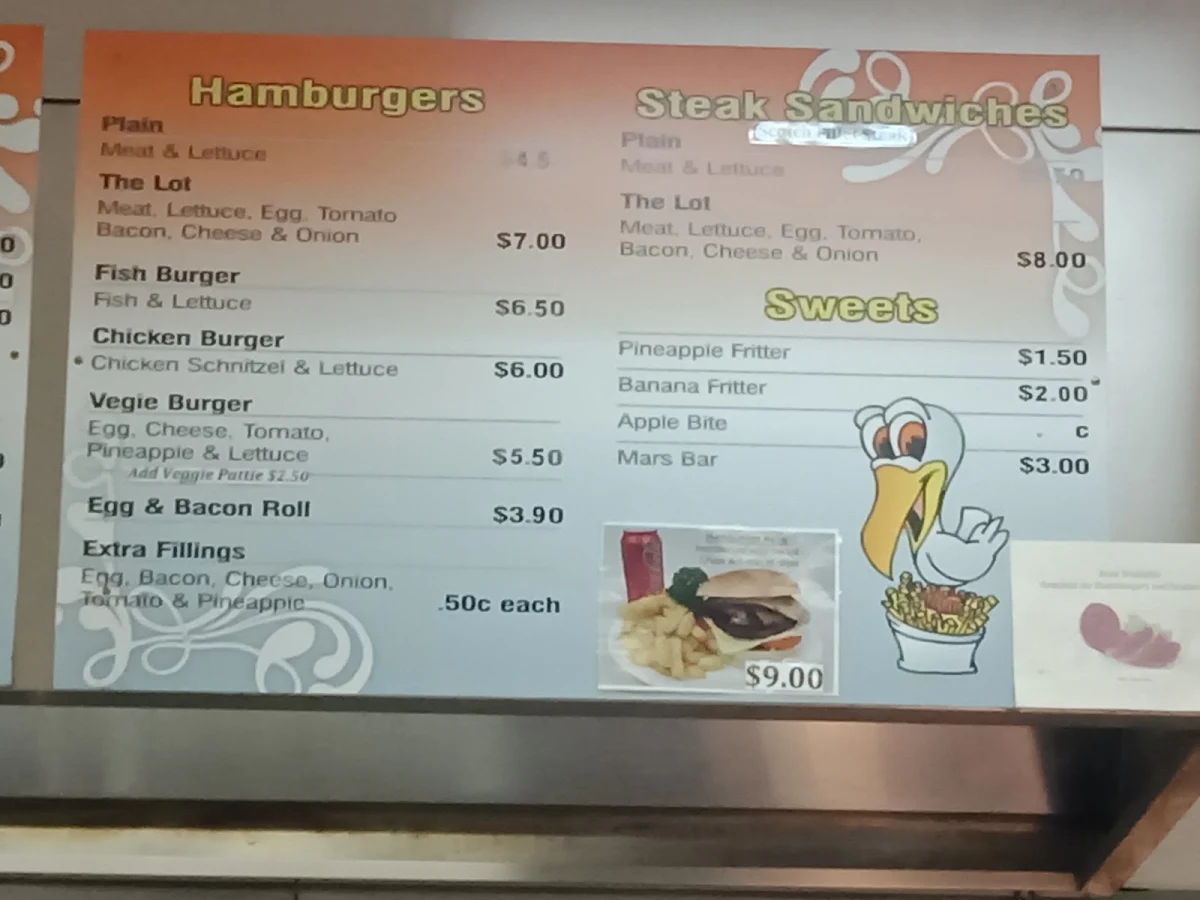 Menu, Seagull Fish & Chips