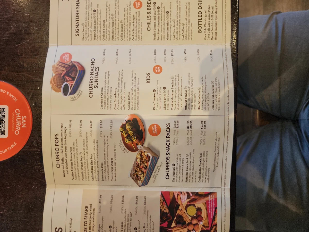 Menu, San Churro Marion