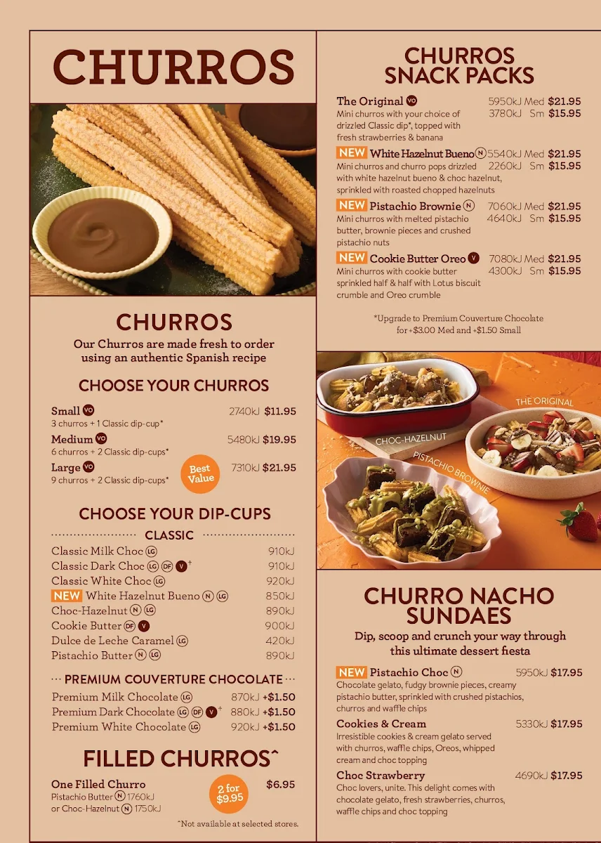 Menu, San Churro Marion