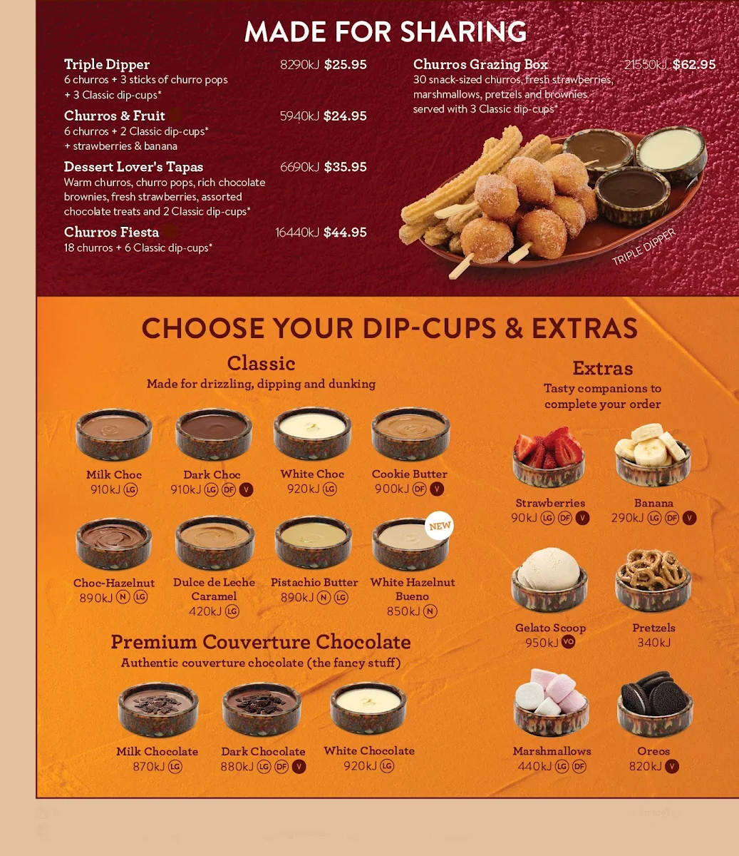 Menu, San Churro Marion