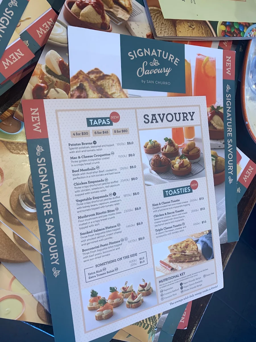 Menu, San Churro Marion