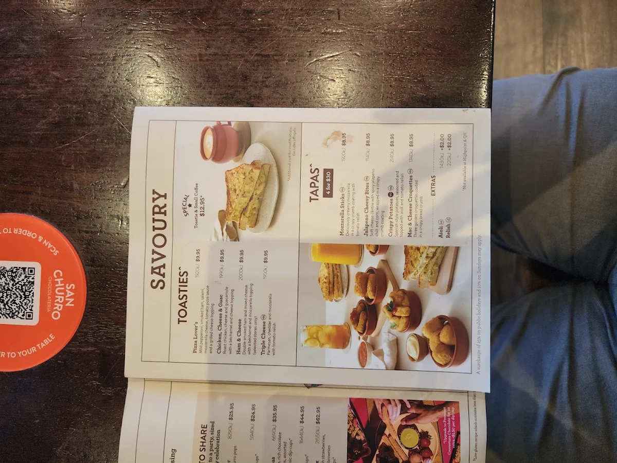 Menu, San Churro Marion