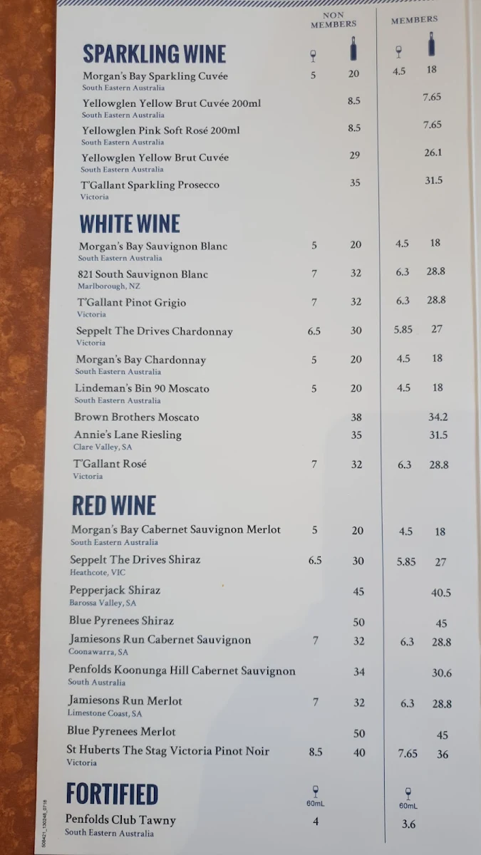 Menu, Flying Horse Entertainment Venue