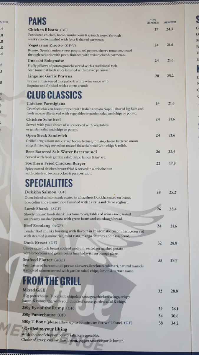Menu, Flying Horse Entertainment Venue