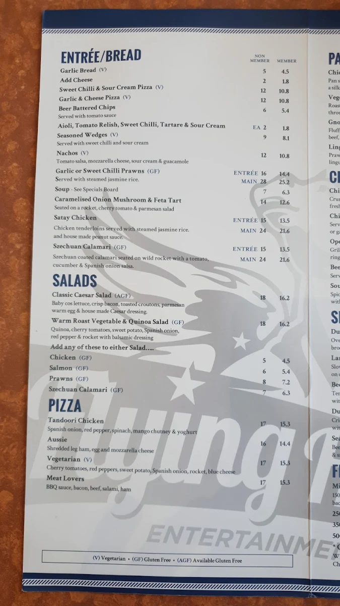 Menu, Flying Horse Entertainment Venue