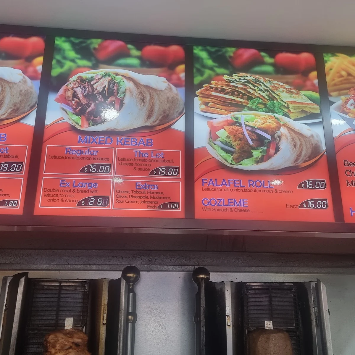 Menu, Zak's Kebabs