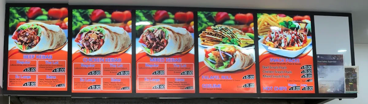 Menu, Zak's Kebabs