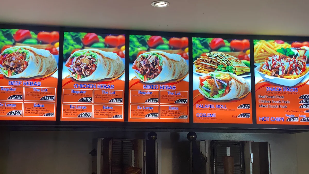 Menu, Zak's Kebabs