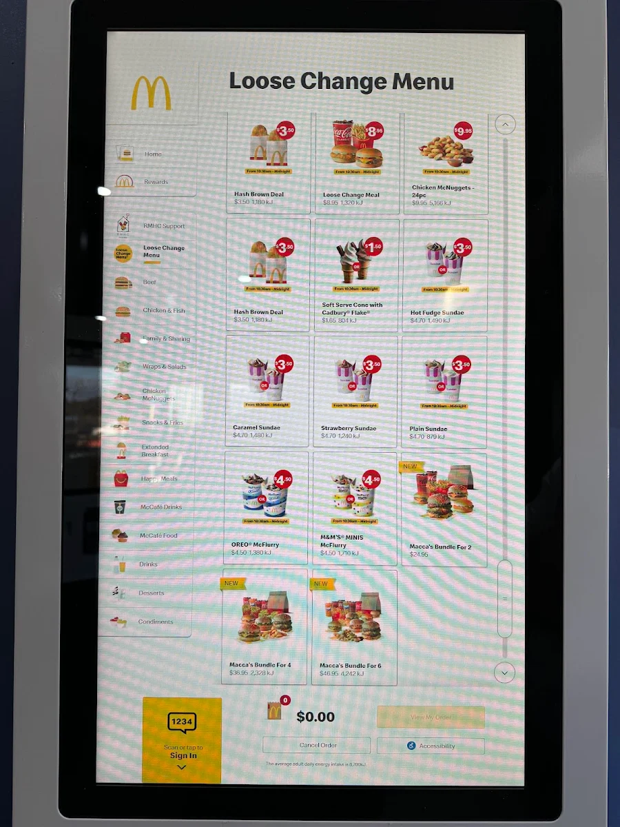 Menu, McDonald's Engadine