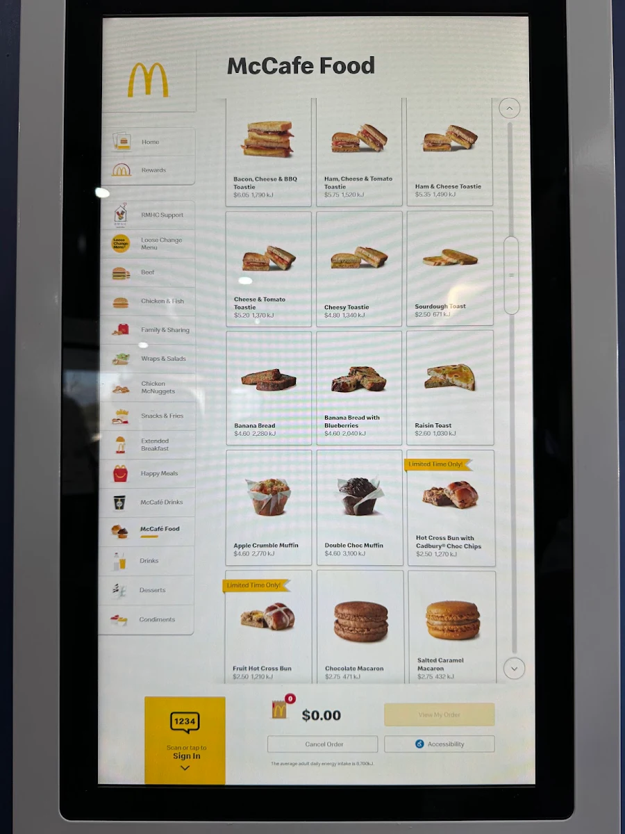 Menu, McDonald's Engadine