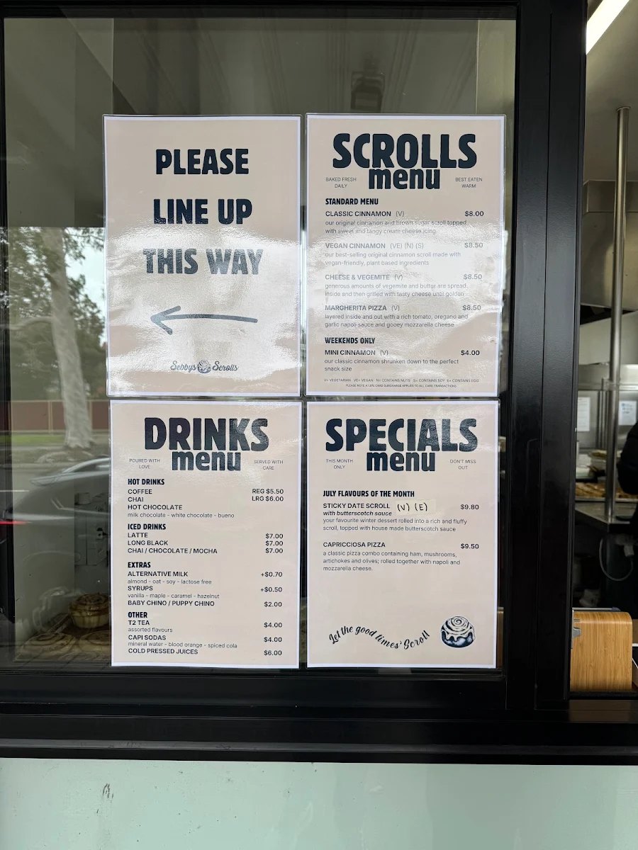 Menu, Sebby’s Scrolls