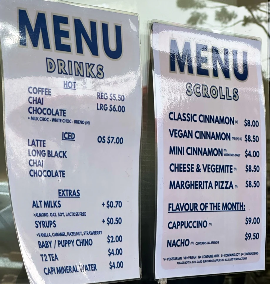 Menu, Sebby’s Scrolls