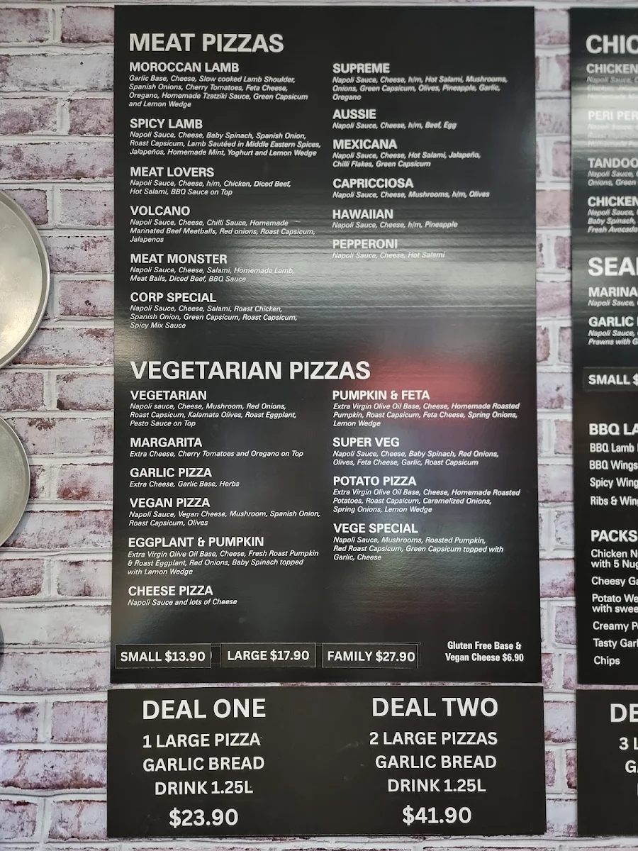 Menu, PizzaCorp