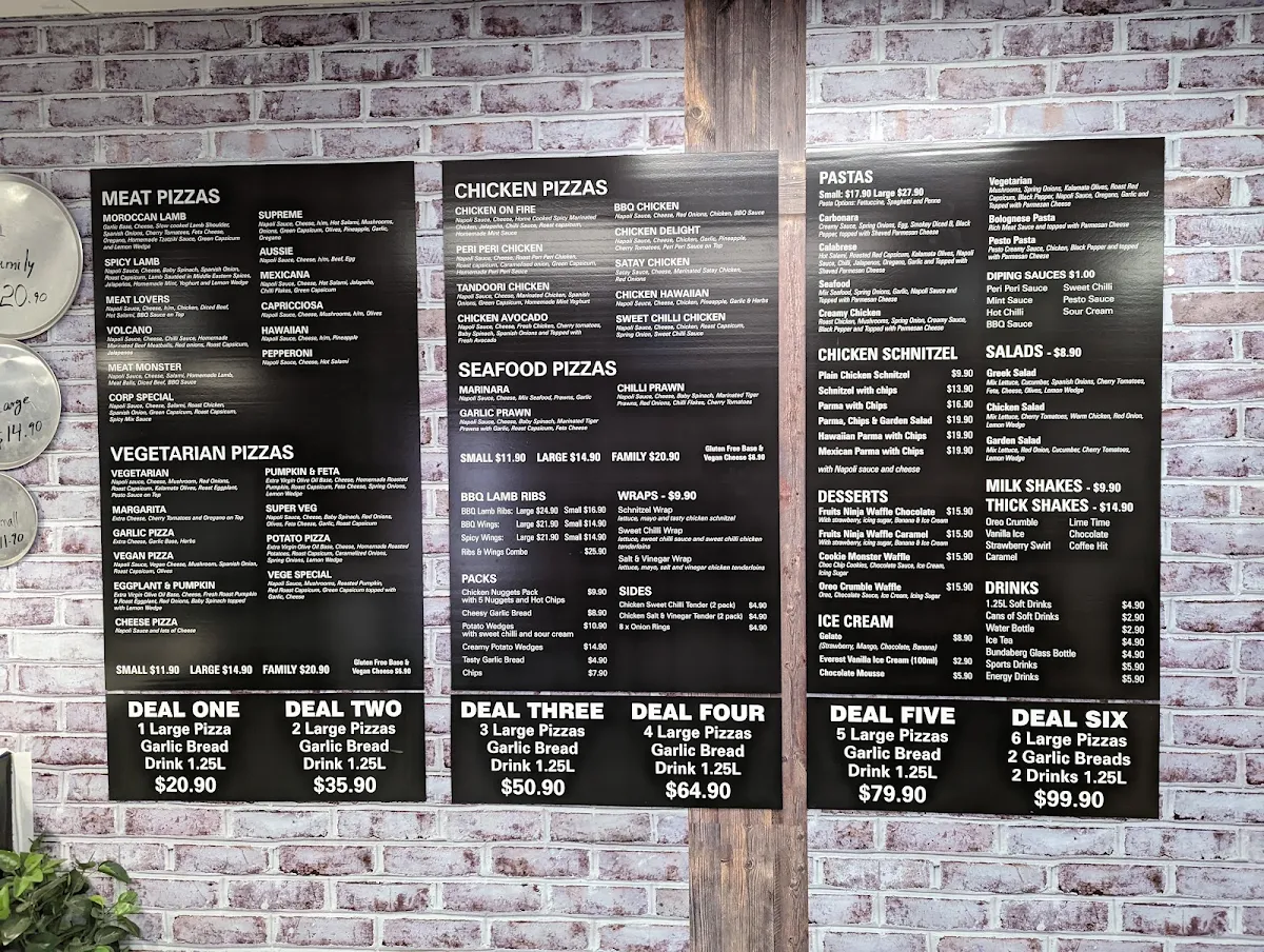 Menu, PizzaCorp