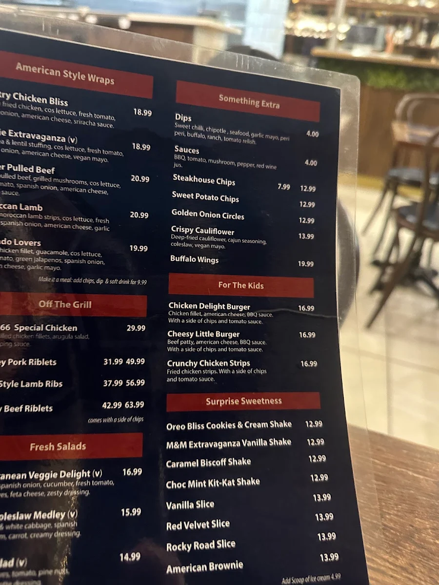Menu, Route 66 Bar and Grill