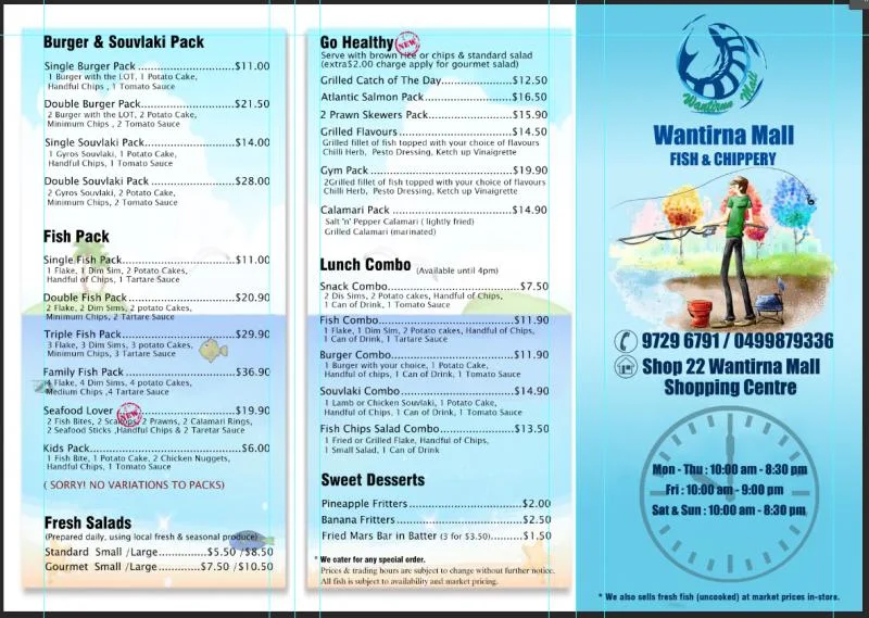 Menu, Wantirna Mall Fish and Chips Gyros Souvlaki The Grill Bar